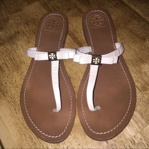 Tory Burch White Bow Sandals